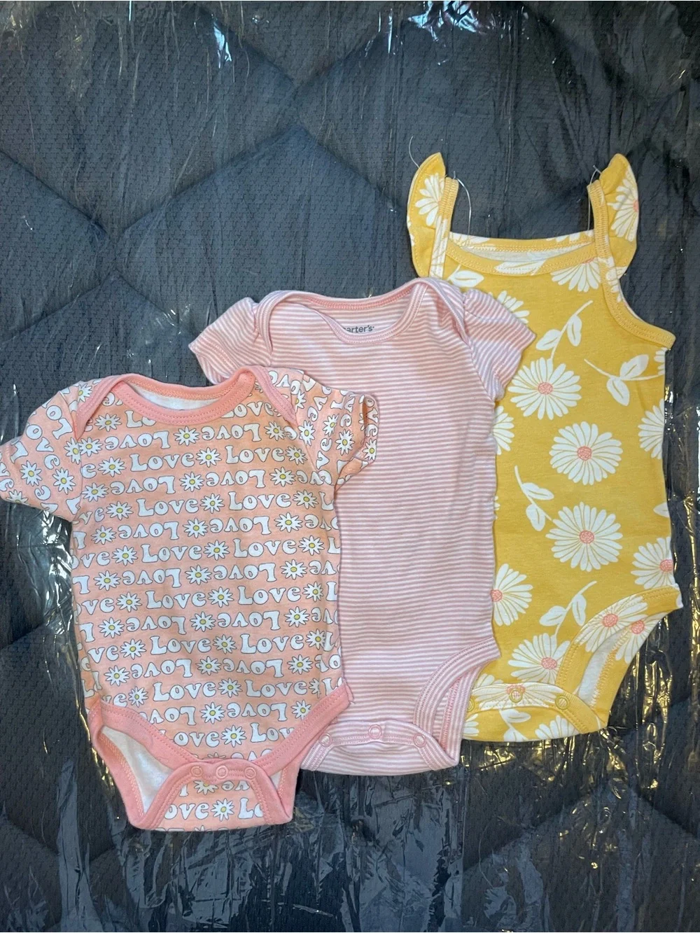 Carter's Pink & Yellow Baby Girls 3-Pack One-Piece Bodysuits